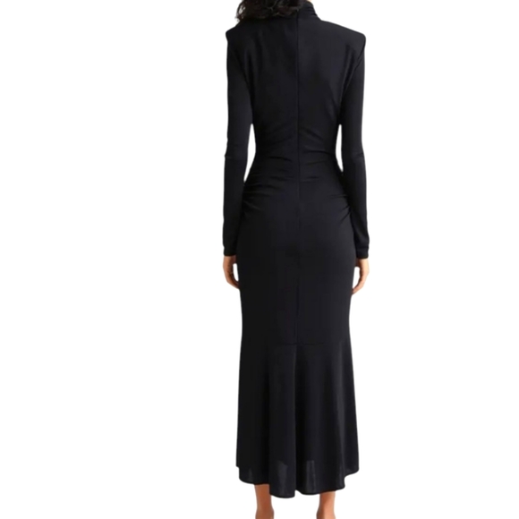 Cinq A Sept Johnson Mock-Neck Wrap-Skirt Midi Dress In Black... Size 8 - Picture 2 of 12